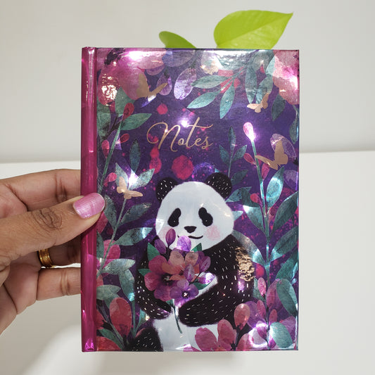 Panda and leaves holographic notebook